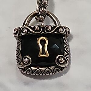 Barbara Bixby Smoky Quartz Lock Charm Enhancer Sterling/18K